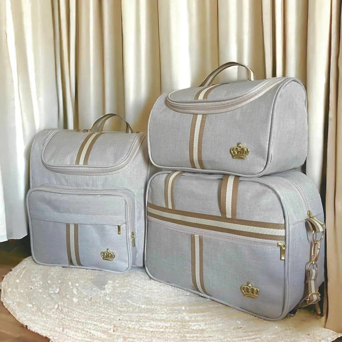 Kit De Bolsas Wj Classic Maternidade - Cor Neutra Bege