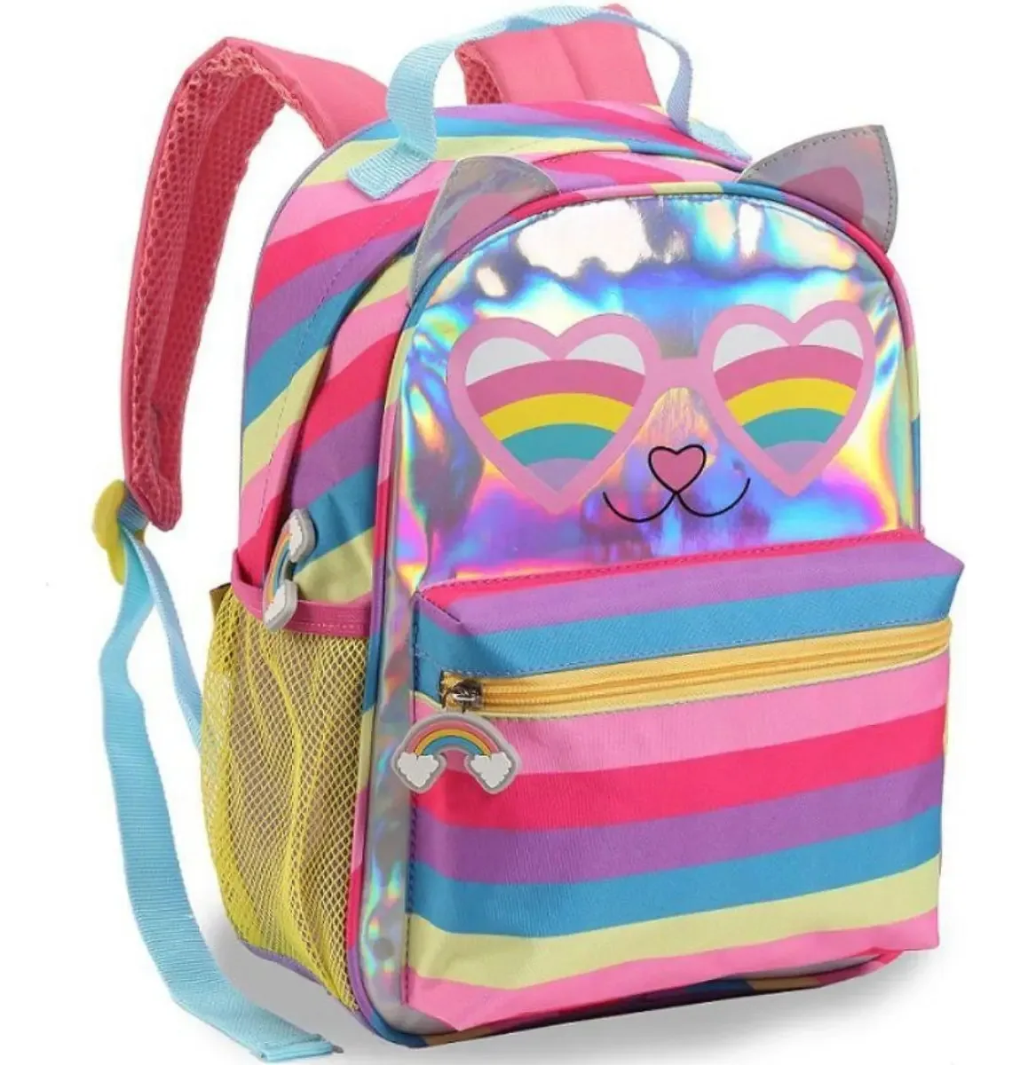 Mochila De Costas Infantil Escolar Passeio Menina Reforçada Desenho do tecido Colorido
