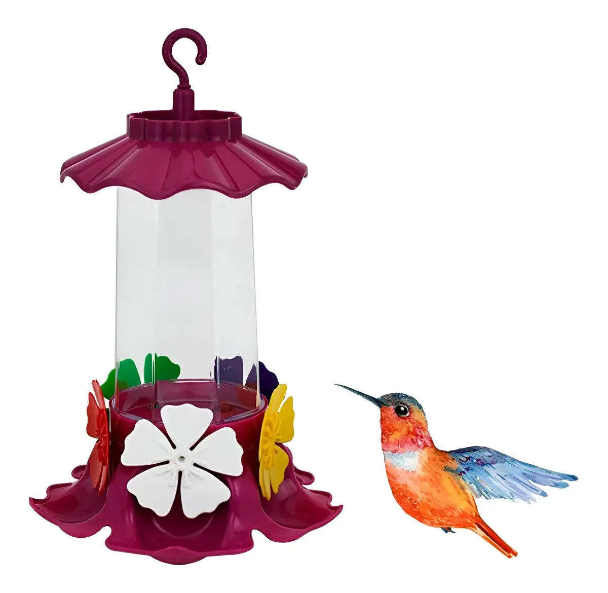 Bebedouro Grande540ml Bebedor P/ Beija Flor E Outras Aves Kv Cor Rosa