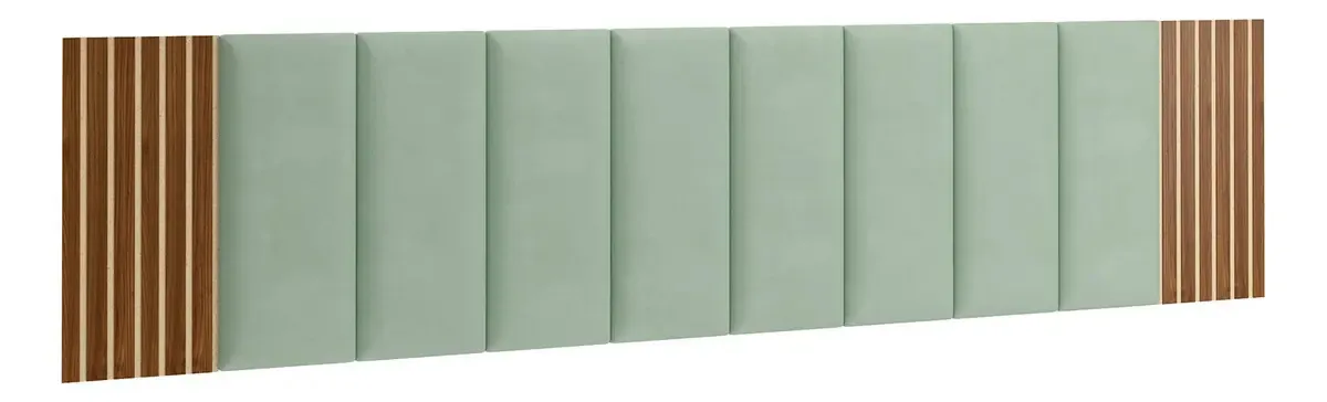 Cabeceira Adesiva 10 Módulos Estofados E 2 Módulos Ripados Cor Suede Verde Menta