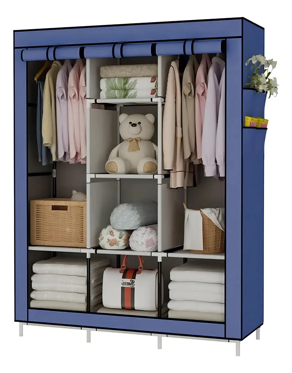 Guarda Roupa M Moon's Dobrável Armário Organizador Roupa Azul P