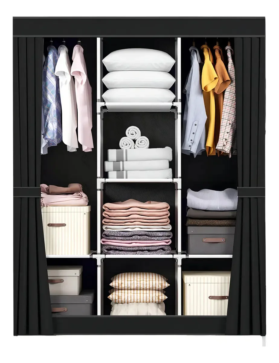 Guarda Roupa Dobrável Organizador De Roupa Portátil Preto P