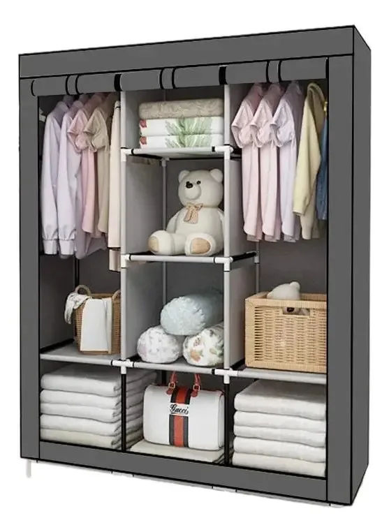 Guarda Roupa Dobrável Cinza Tamanho P