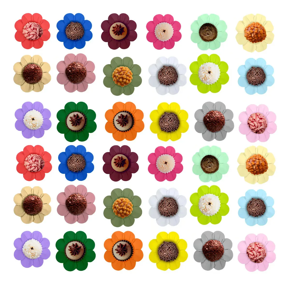 80 Forminhas Para Doces Finos Casamento - Modelo Flor Cor Branca