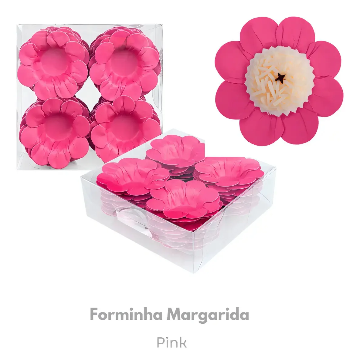 80 Forminhas Para Doces Finos Casamento - Modelo Flor Cor Pink