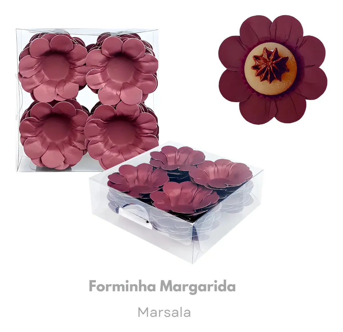 Forminha Para Doces Finos Plac - Festas Margarida Papel Marsala 6cm