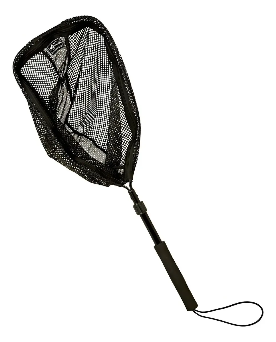 Copo telescópico de pesca de truta de alumínio Lnk122 com 2 redes, cor preta