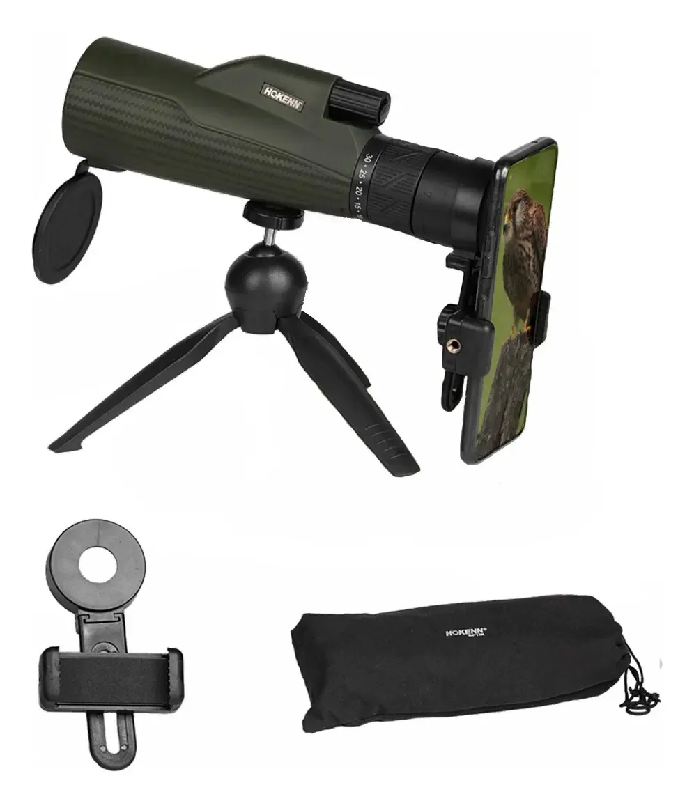 Monocular de borracha Hokenn 10-30x50 verde/preto