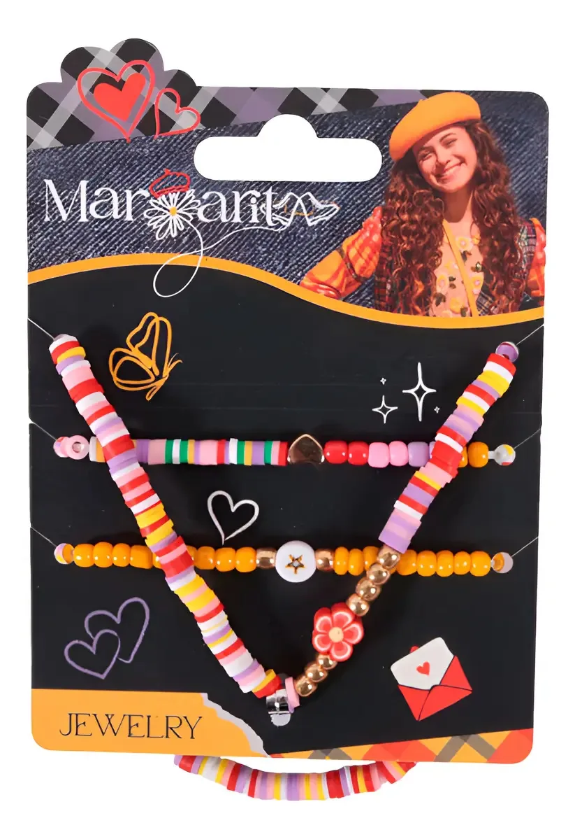Conjunto Margarita de 2 pulseiras e 1 colar para meninas Clandy 023 Color Multicolor