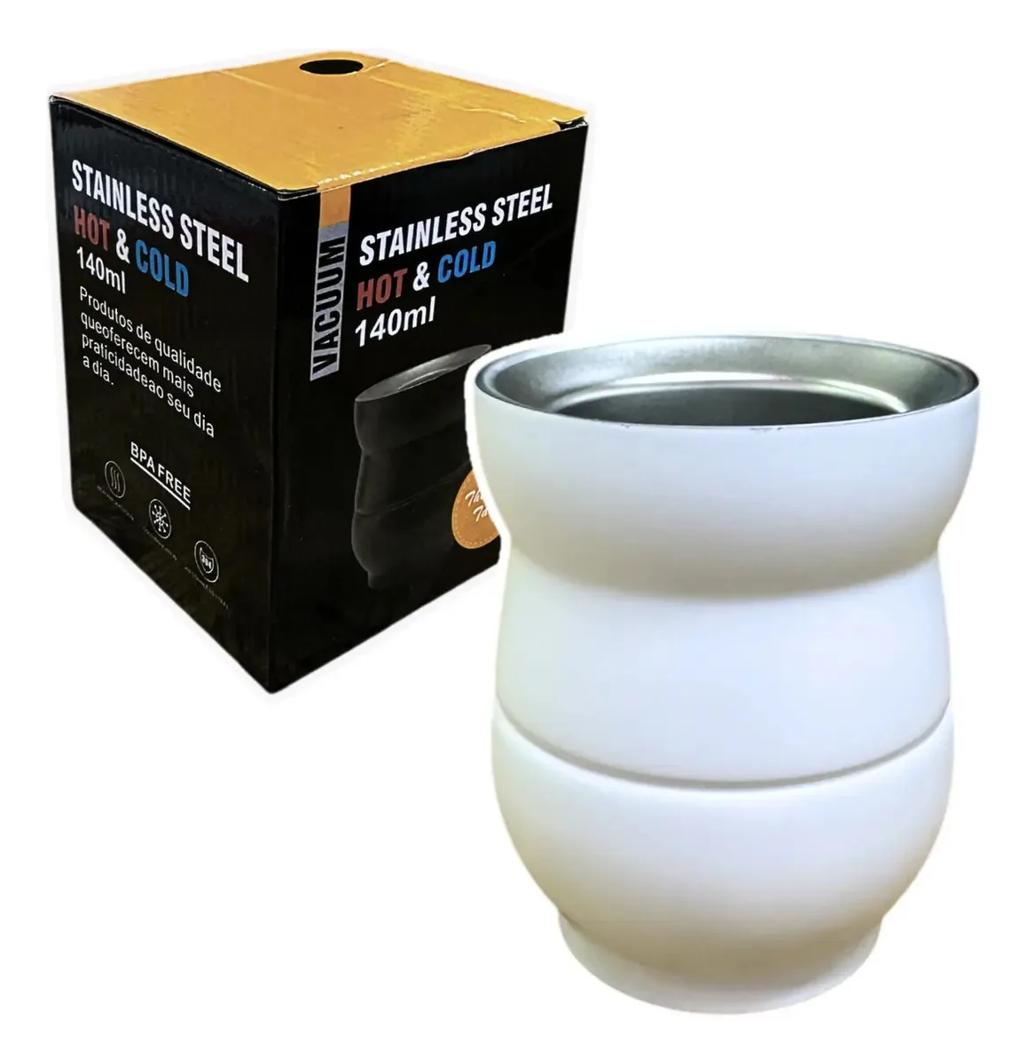 Aço inoxidável térmico de dupla camada fosco, médio frio, calor, branco