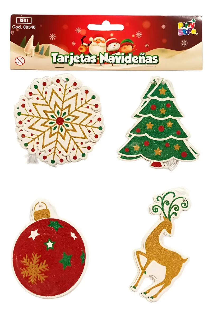 Cartões e etiquetas: lembrança de Natal, Cotilhão de Natal X12u, cor vermelha