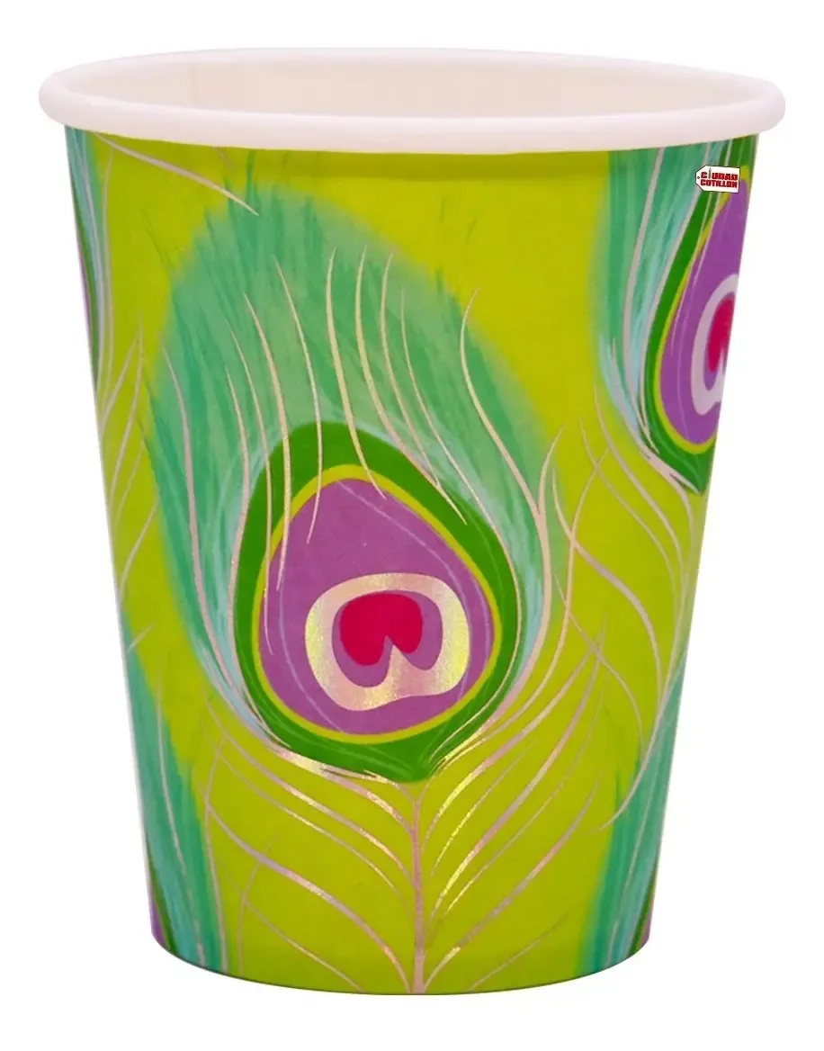 Copos descartáveis Peacock Polypaper X 6 - Ciudad Cotillón