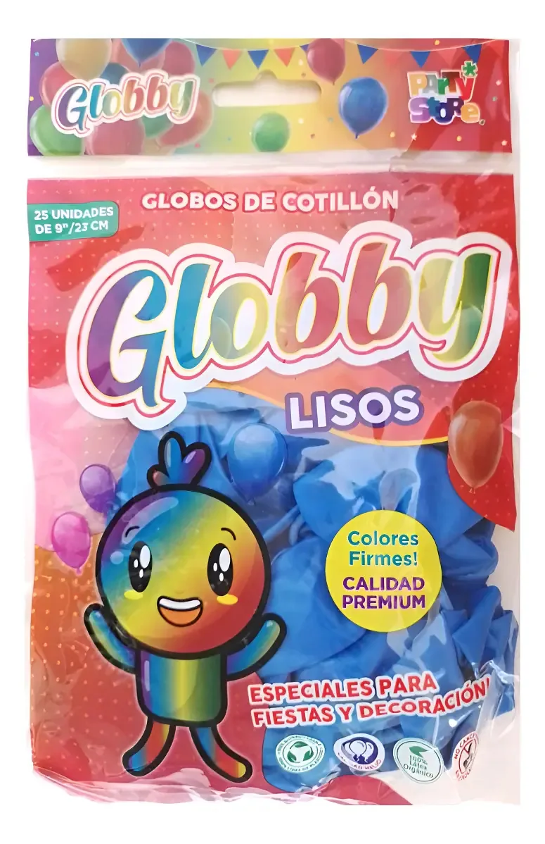 Balões planos Globby Standard de 9 polegadas, cores x 25 U, cor azul