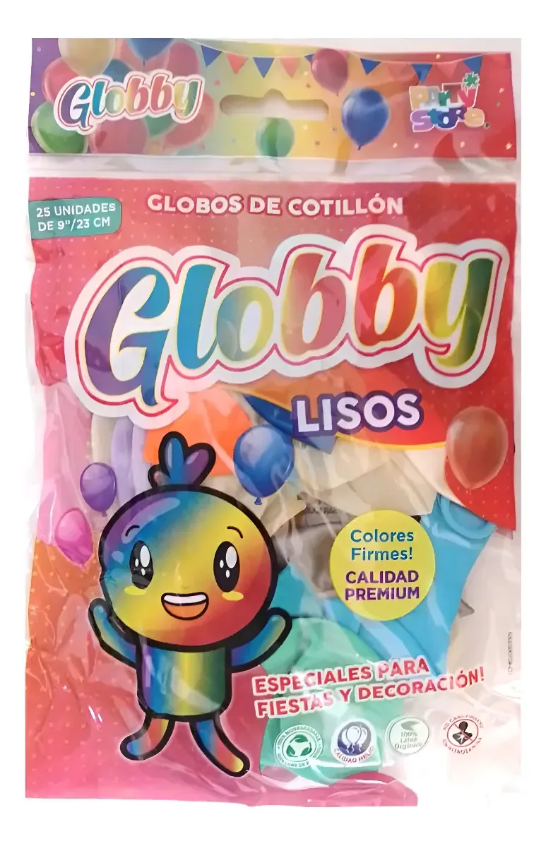 Balões redondos multicoloridos X25u sortidos, lisos e lisos