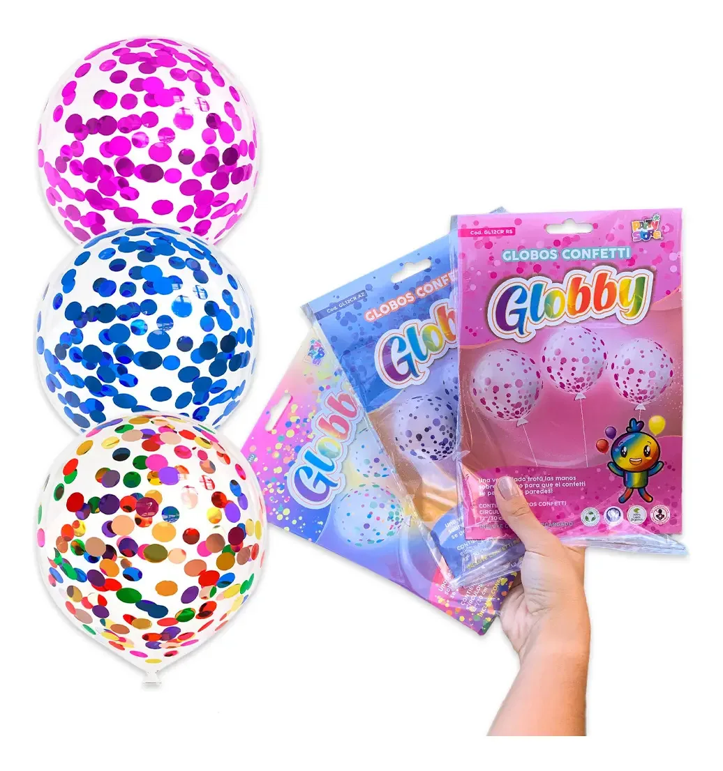Balões de decoração de aniversário transparentes com confete X6 balões de confete transparentes multicoloridos