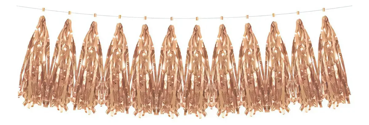 Banner Garland, borlas, franjas, franjas, rosa, rosa dourada, 300 cm