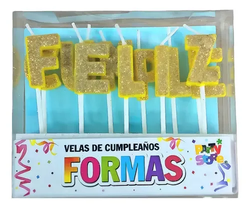 Velas de feliz aniversário com brilhos dourados - Waf Cotillion
