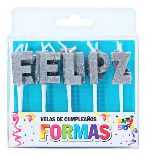 Velas de feliz aniversário com brilhos prateados - Waf Cotillion