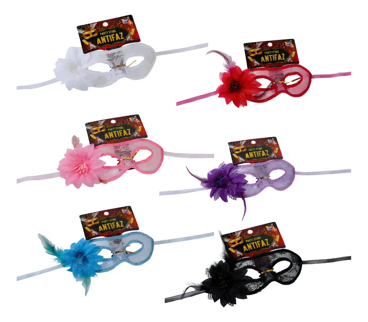 12 cores de traje de carnaval com máscara burlesca Uni, cor S