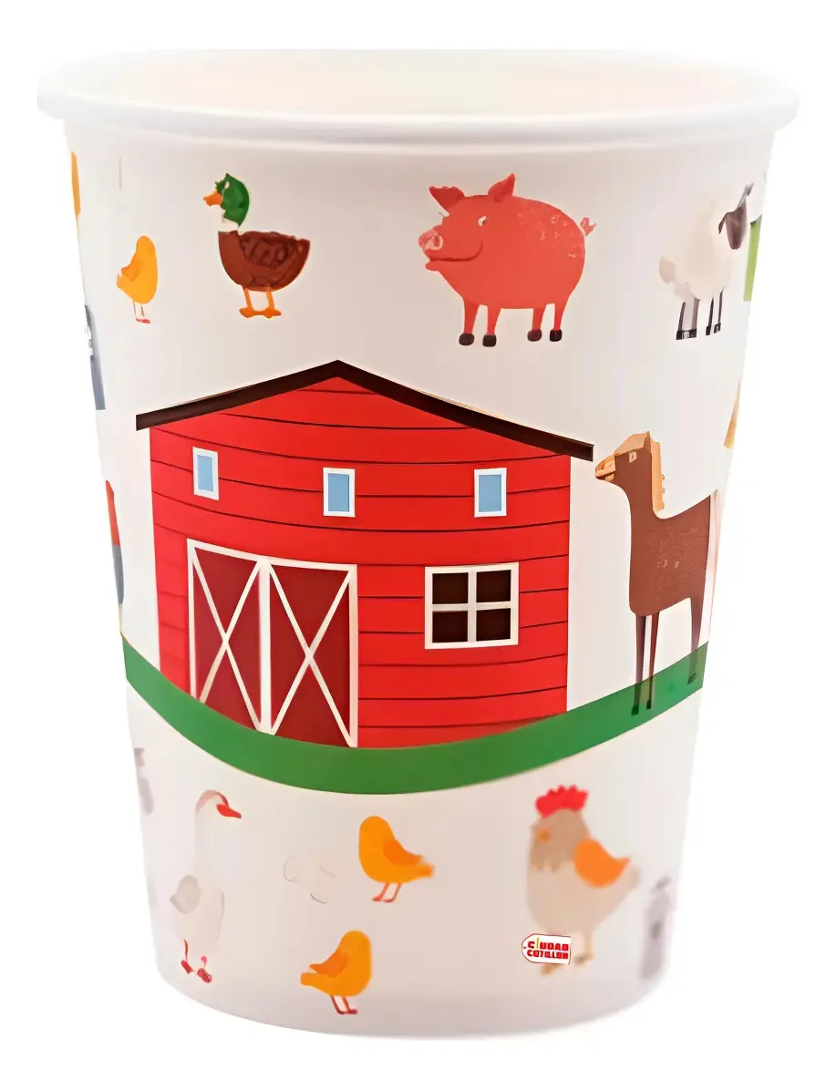 Copos descartáveis de papel poliéster Animal Farm X6 - Cc