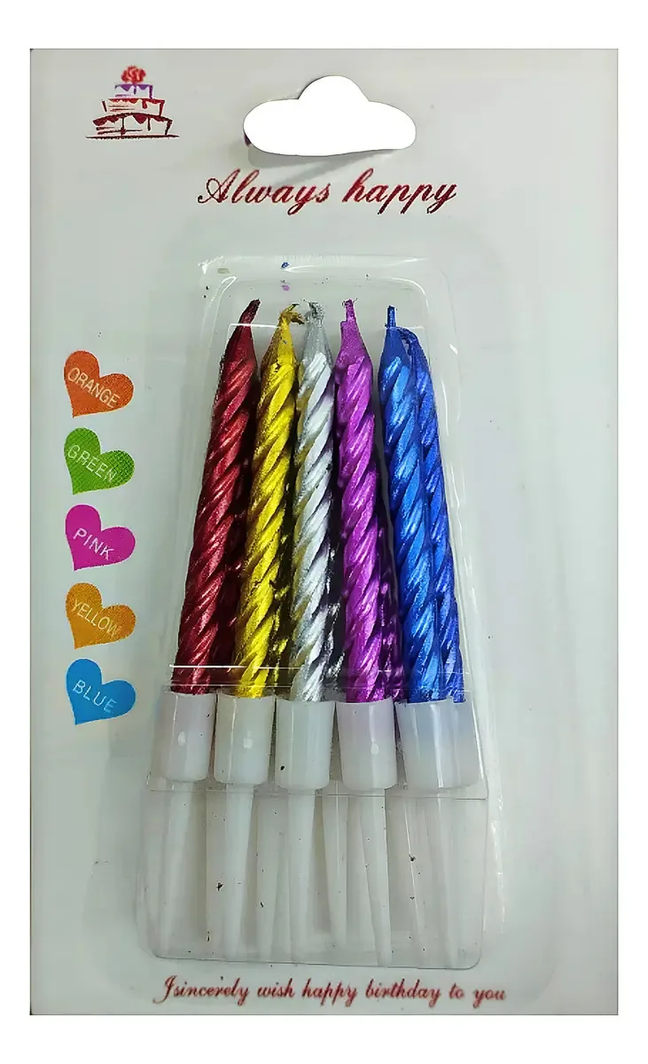 Mini velas de blister metalizadas X10u