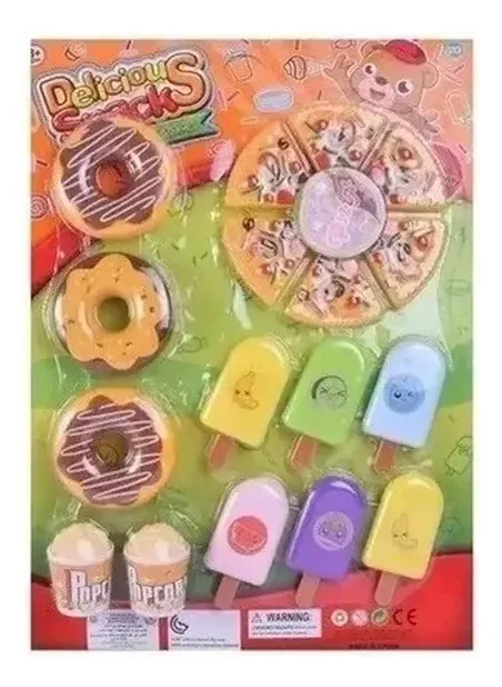 Conjunto de comida gelada e fast food