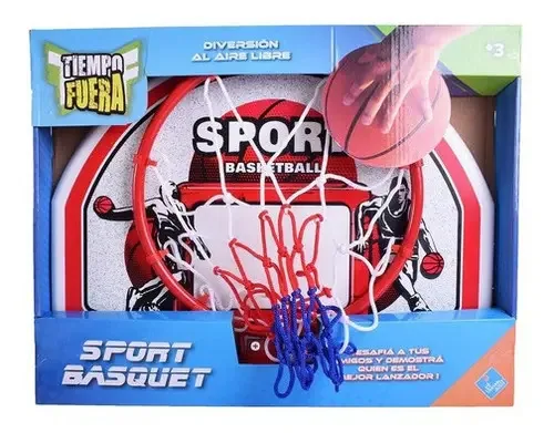 Cesta de basquete dobrável com rede e bola