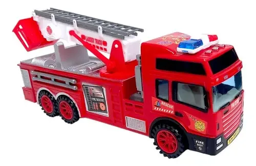 Caminhão de Bombeiros de Fricção com Escada 30cm Personagem Bombeiro