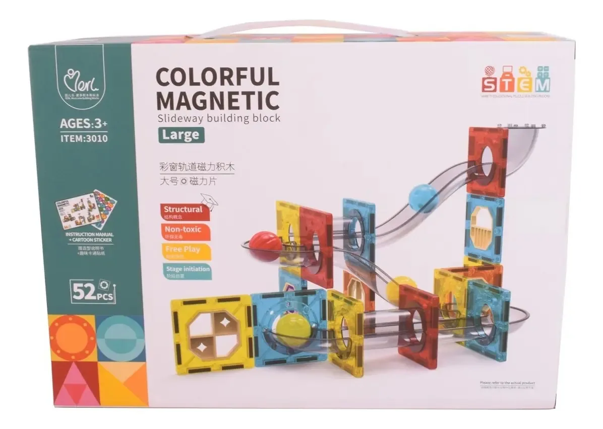 Conjunto de labirinto magnético colorido, 52 peças, branco
