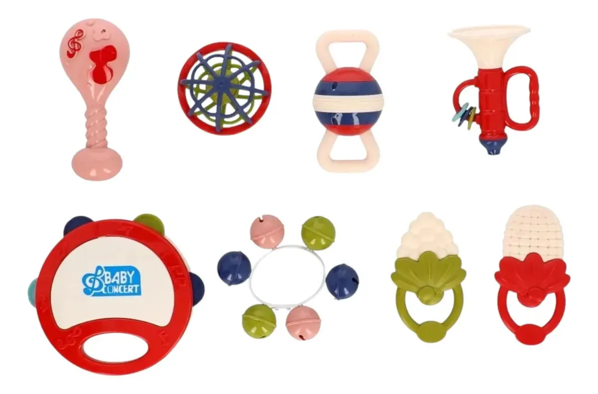 Conjunto de instrumentos musicais e chocalhos X8 El Duende, cor azul, multicolorido