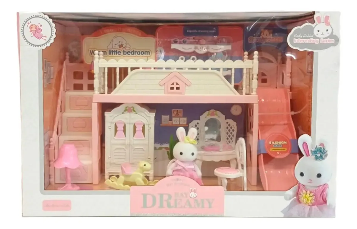 Quarto da família de coelhos com toboágua