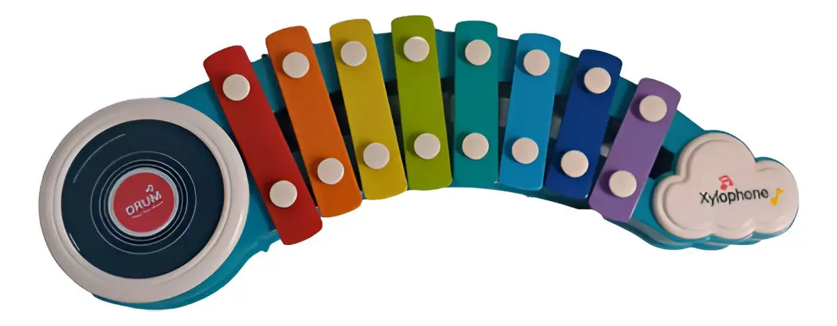 Instrumento musical infantil de xilofone turquesa