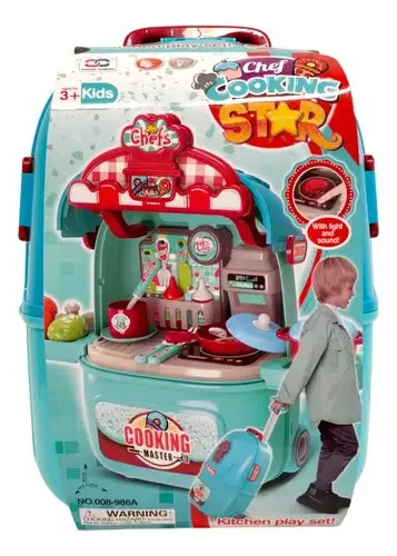 Carrinho de cozinha móvel com acessórios 2 em 1 cor azul