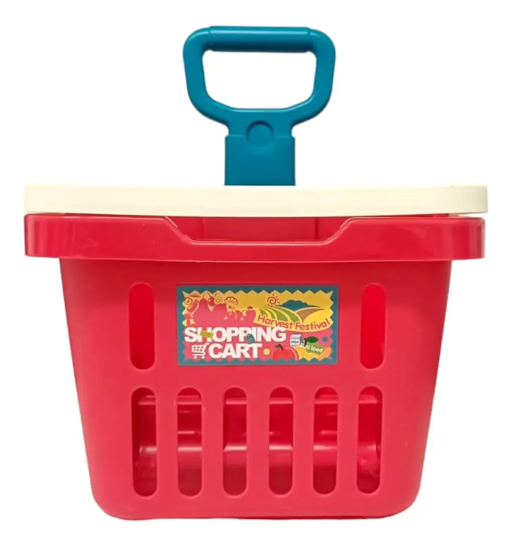 Conjunto de carrinho de compras e acessórios, cor vermelha