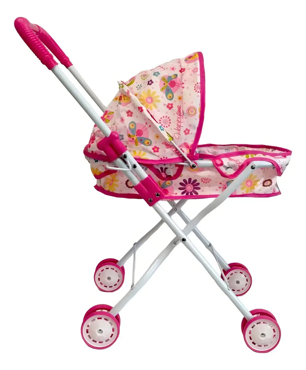 Carrinho de passeio rosa para bonecas
