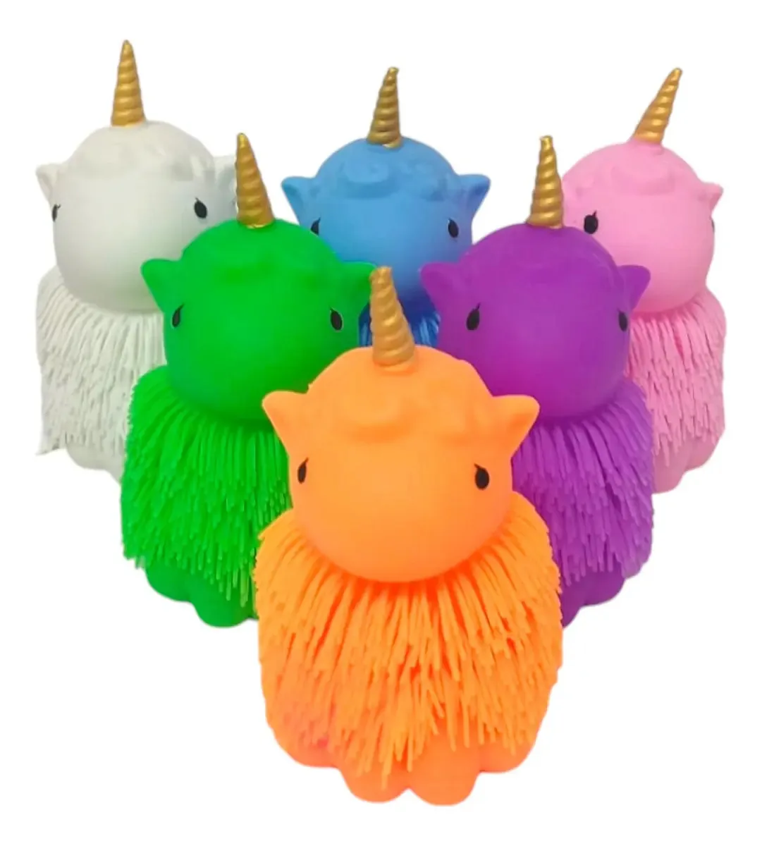 Unicórnio peludo macio com luz multicolorida