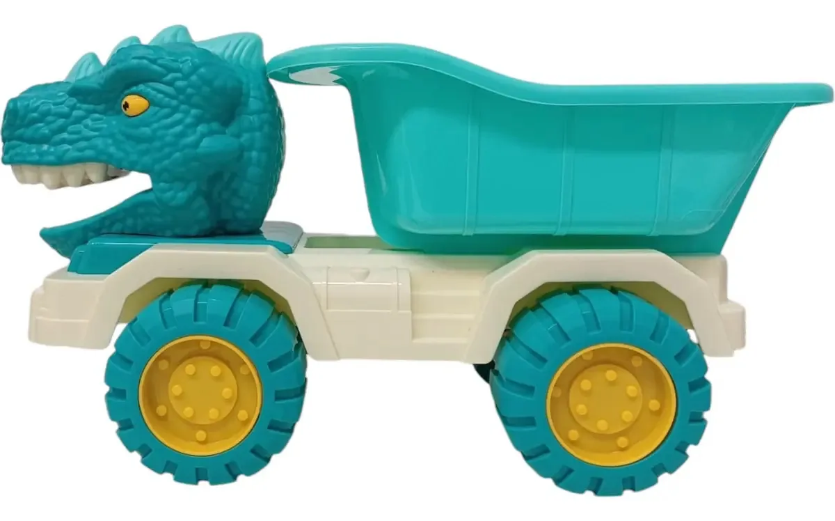 Conjunto de caminhão de dinossauro com conjunto de praia com acessórios