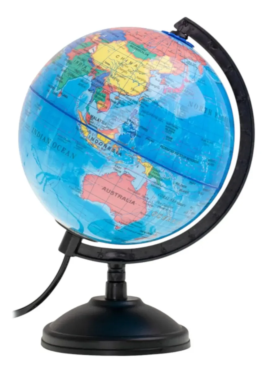 Base da lâmpada Earth Globe 25 cm Light World Map Black Blue Globe