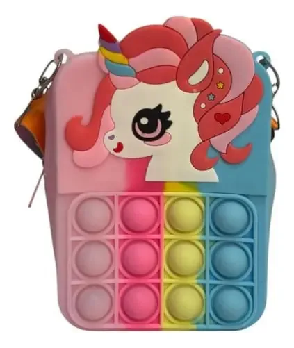 Bolsa multicolorida Mini Pop It Unicorn