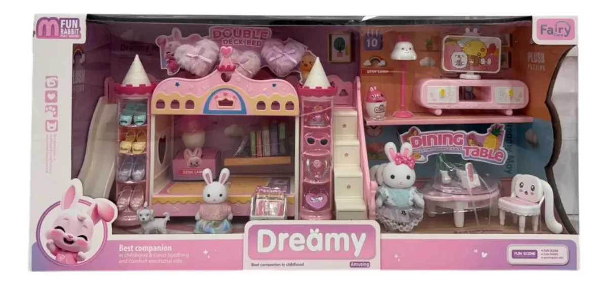 Playset Bunnies Castle Room com acessórios rosa