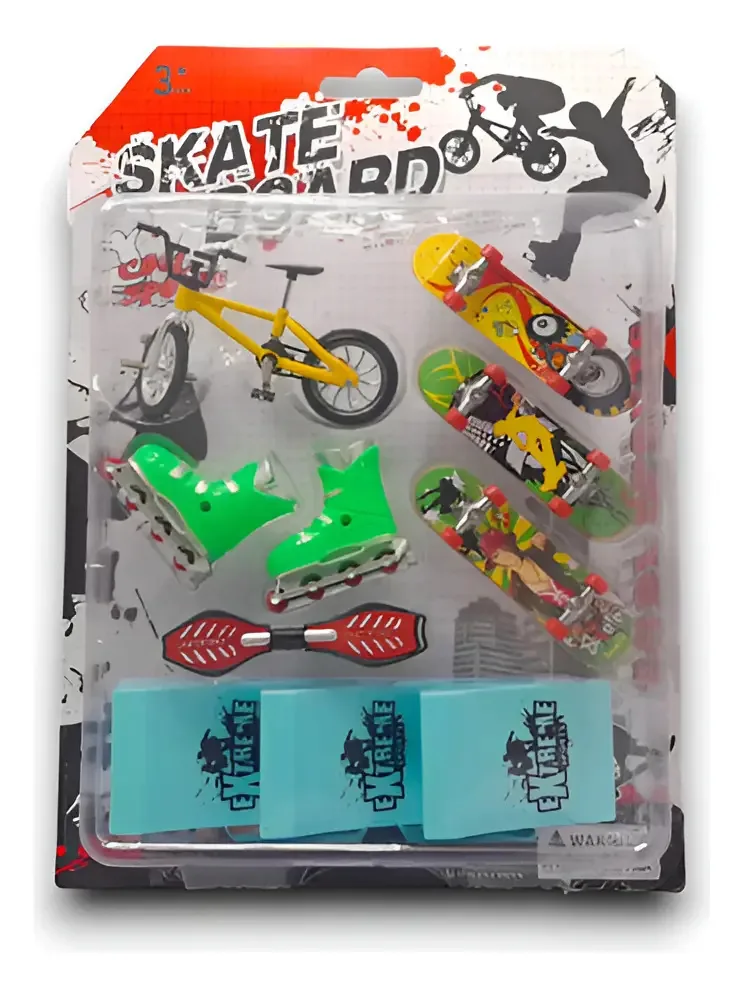 Conjunto de rolos e rampas para bicicletas de skate