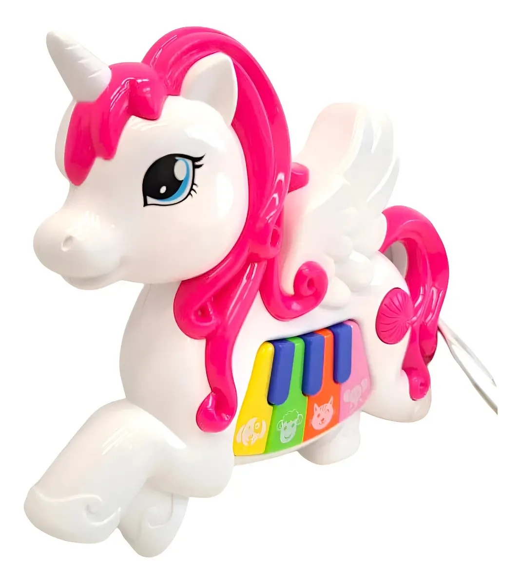 Piano musical unicórnio com sons e luzes multicoloridos