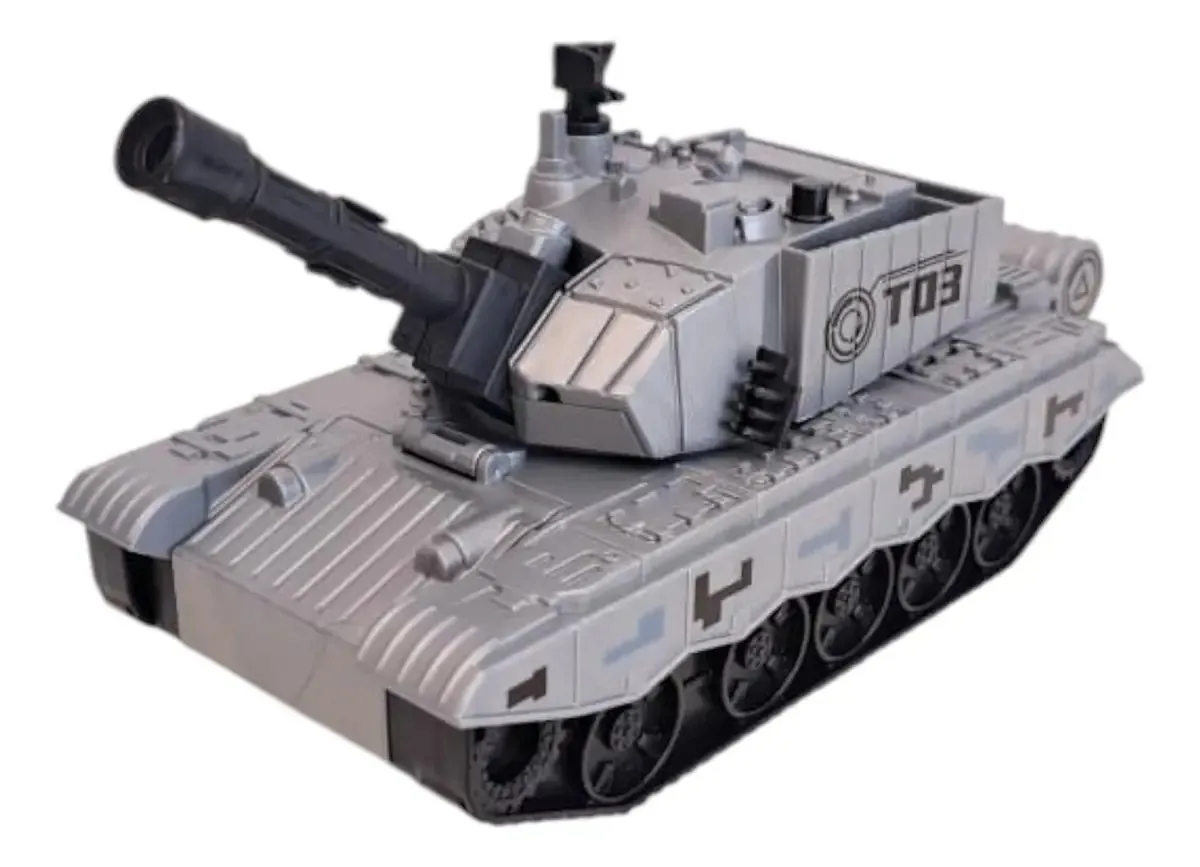 Veículo de brinquedo Lanza Auto Tank + 3 veículos-tanque cinza