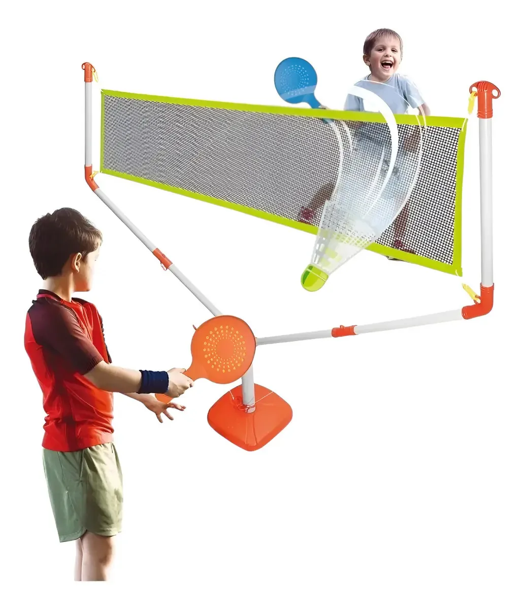 Conjunto de tênis com badminton vermelho+raquetes multicoloridas
