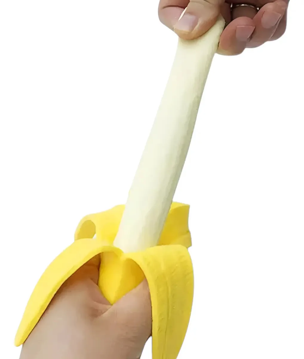 Brinquedo anti-stress amarelo em forma de banana