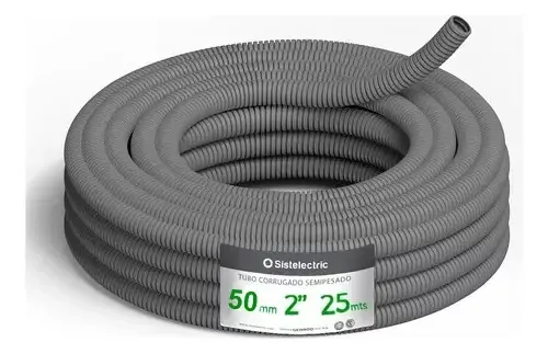 Tubo corrugado Genrod, 2 placas, cinza semi-pesado, 25 m, à prova de fogo
