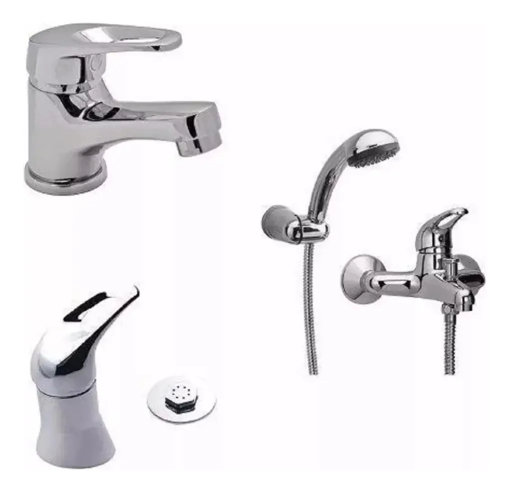 Conjunto de torneiras de banheiro Link Single Lever Hydros Kit 905411 Silver Color