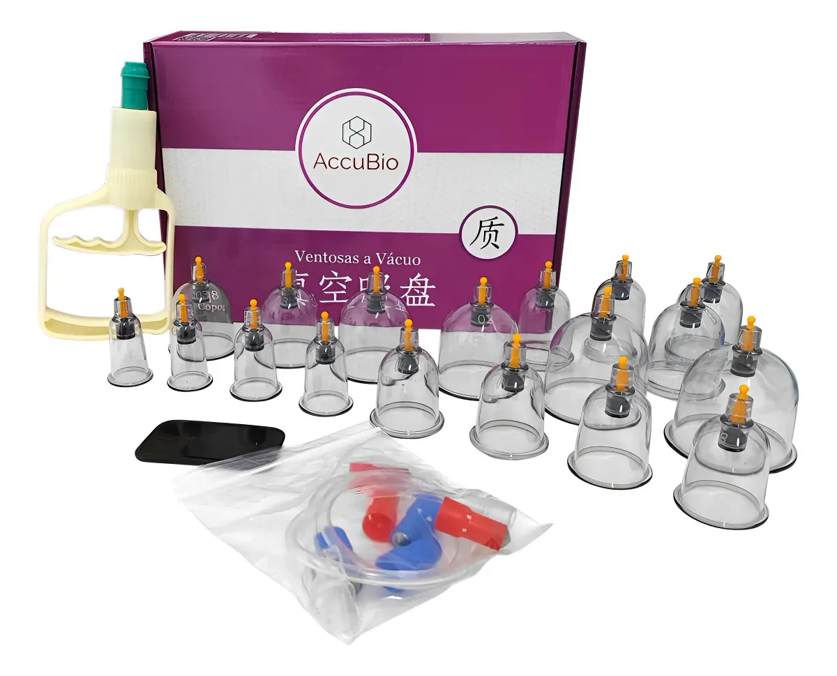 Kit de Ventosas Terapêuticas Accubio com Pistola e 18 Copos