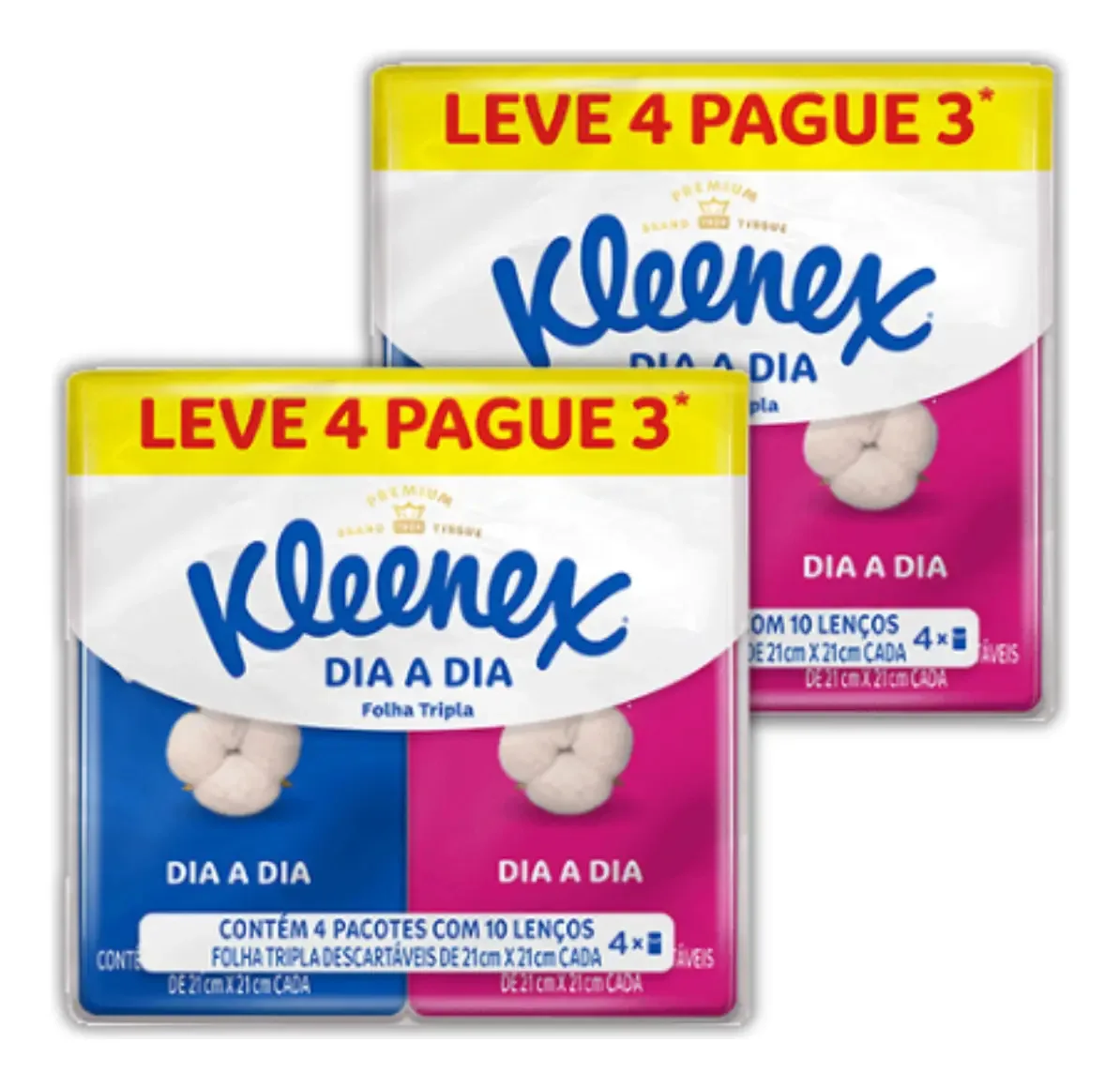 Kit Lenço De Bolso Kleenex 2 Pacotes Com 4 Un Papel Suave