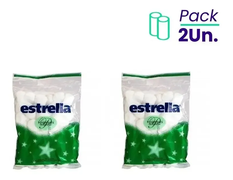Pompons de Algodão Estrela 50 Unidades Pacote X2